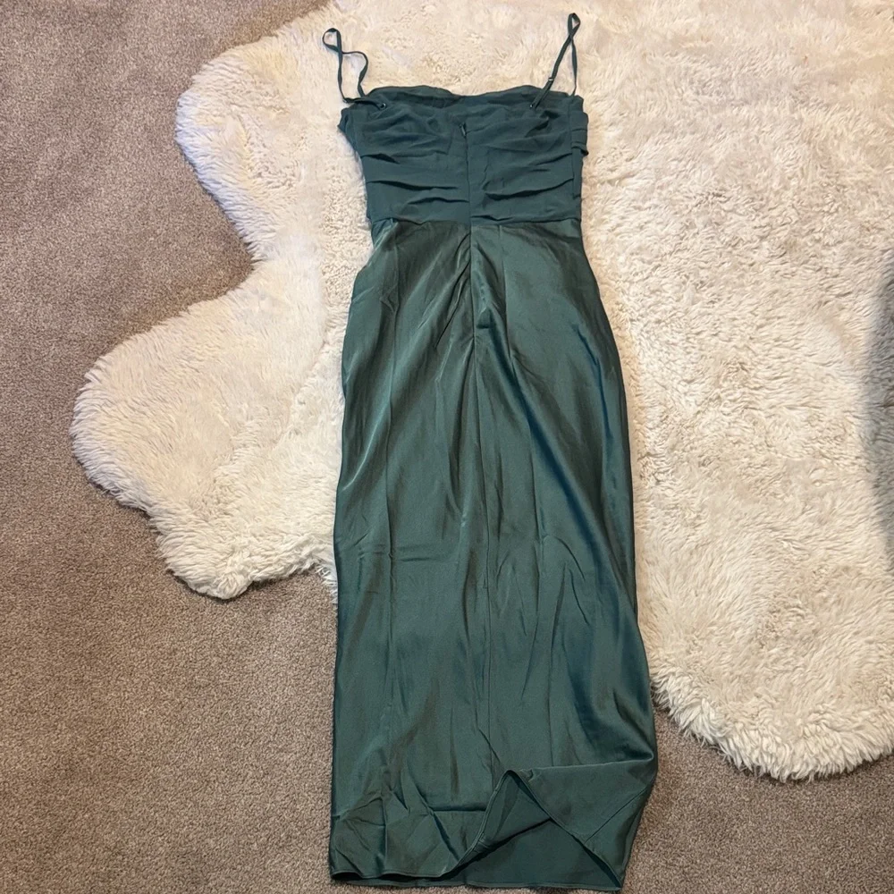 House of CB Teal Midi Dress with Spaghetti teia forest drap dress small s Straps - Picture 10 of 10